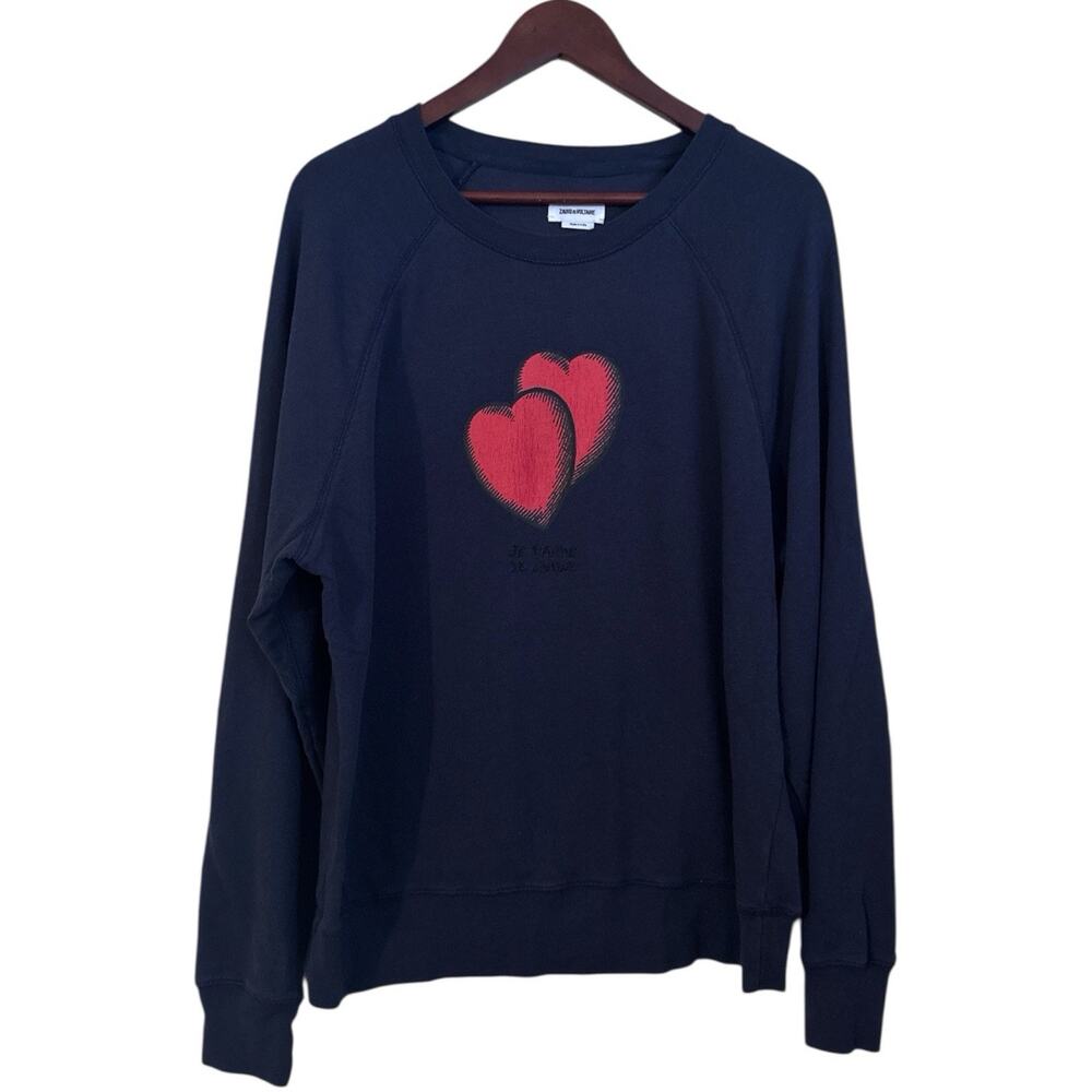 ZADIG & VOLTAIRE Heart-Print Crewneck Sweatshirt Size Large